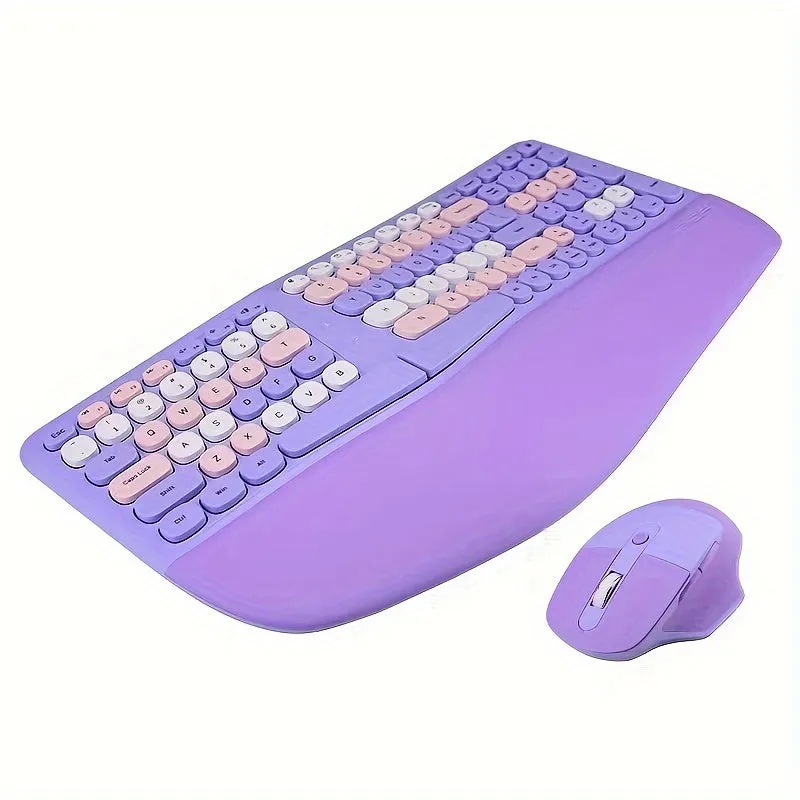 Ergonomic Skinny Hand Rest Wireless Keyboard Mouse Set For Desktop Laptop Office, Bright And Refreshing Macaron Color System, Each Color Can Bring A Different Mood.