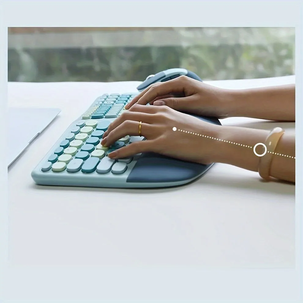 Ergonomic Skinny Hand Rest Wireless Keyboard Mouse Set For Desktop Laptop Office, Bright And Refreshing Macaron Color System, Each Color Can Bring A Different Mood.