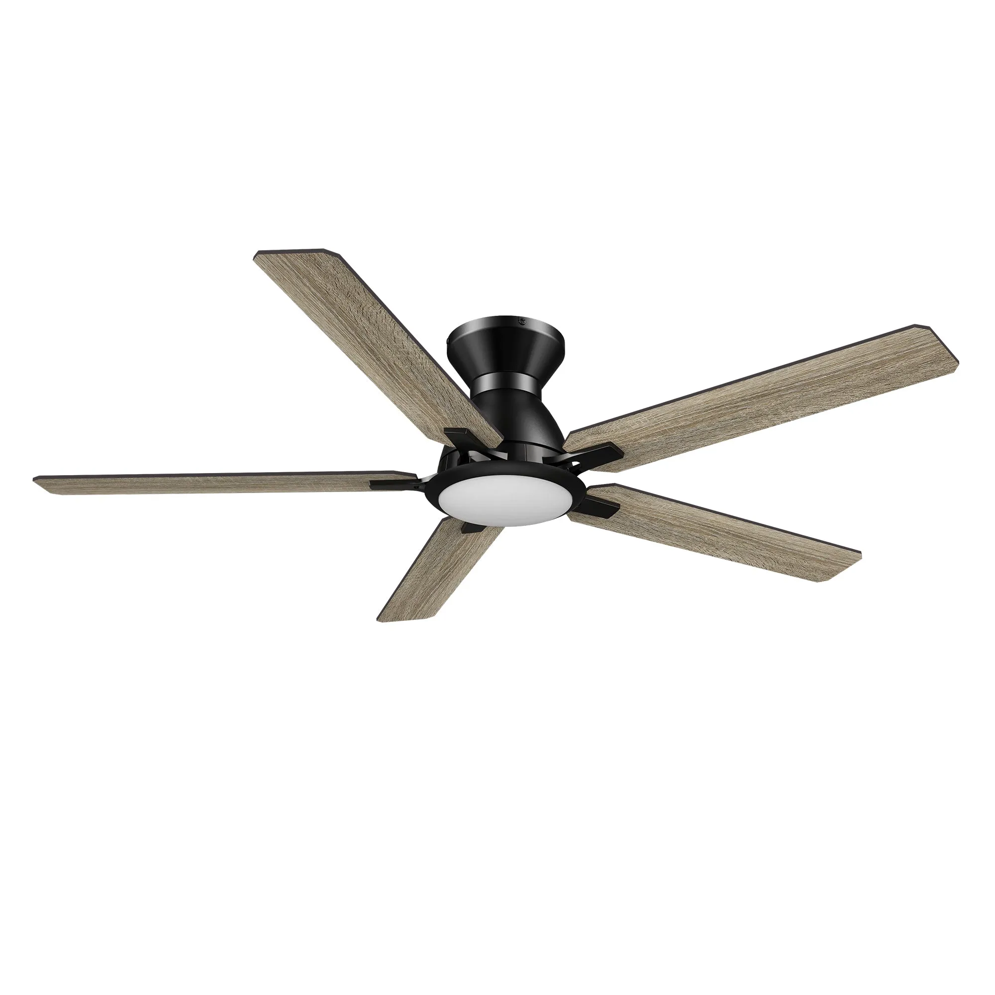 ESPEAR 52 inch Flush Mount 5-Blade Smart Ceiling Fan with LED Light Kit & Remote - Black (Gold Detail) /Walnut & Barnwood (Reversible Blades)