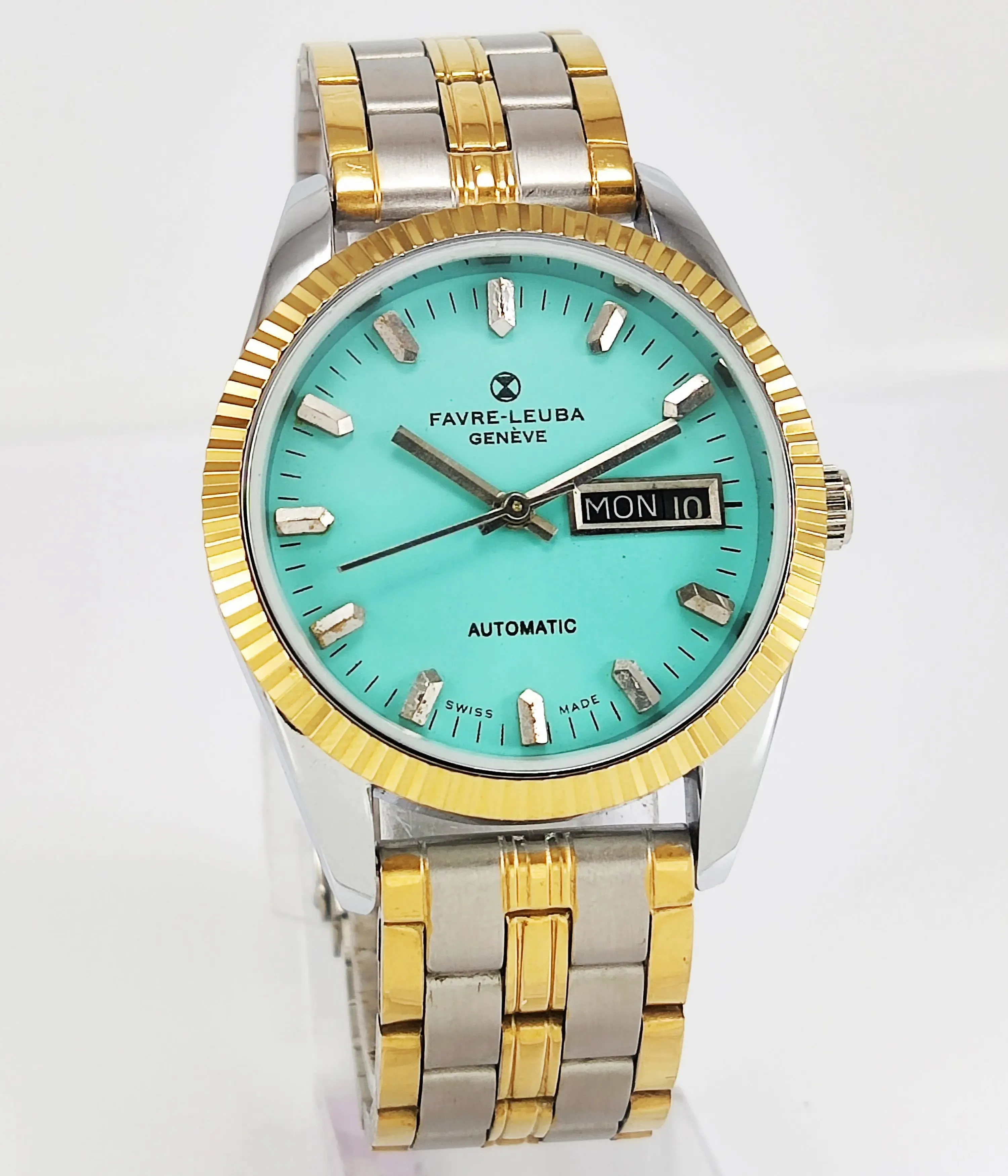 Favre Leuba Geneve Automatic-2066 Turquoise Dial Golden Men's Watch