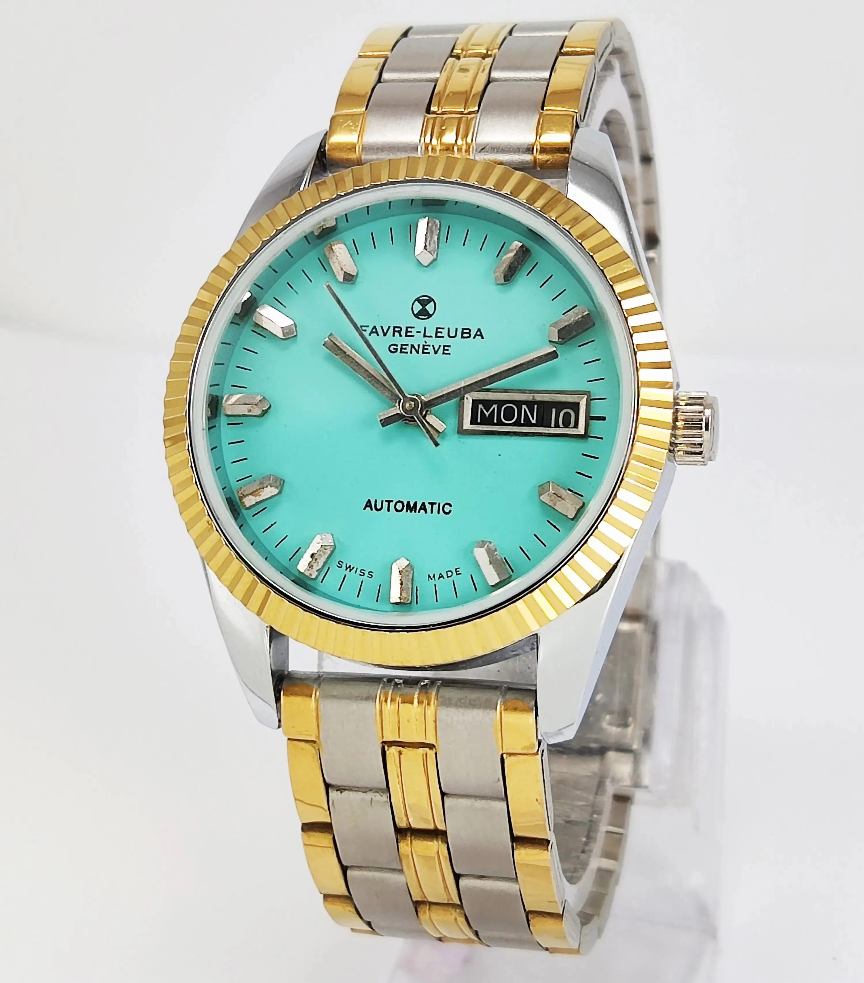 Favre Leuba Geneve Automatic-2066 Turquoise Dial Golden Men's Watch