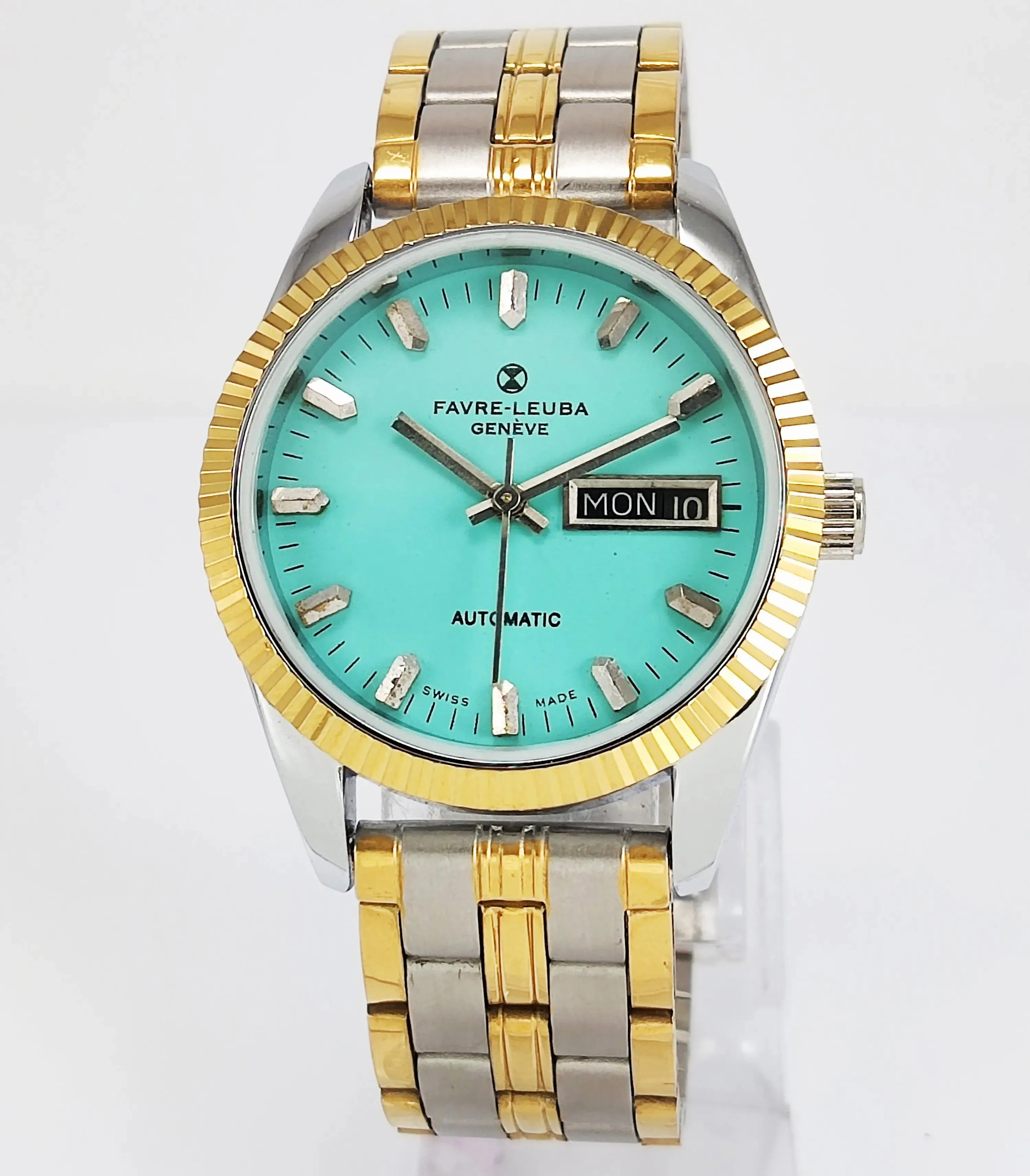 Favre Leuba Geneve Automatic-2066 Turquoise Dial Golden Men's Watch