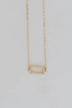 FINAL SALE - Brynne Gold Rhinestone Bar Charm Necklace