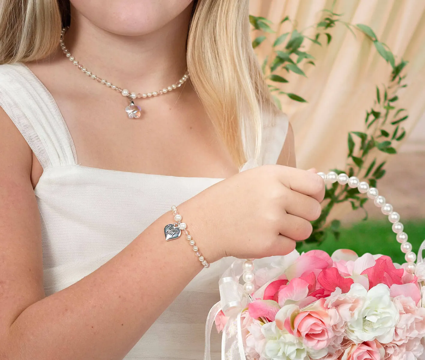 Flower Girl Necklace & Bracelet Set