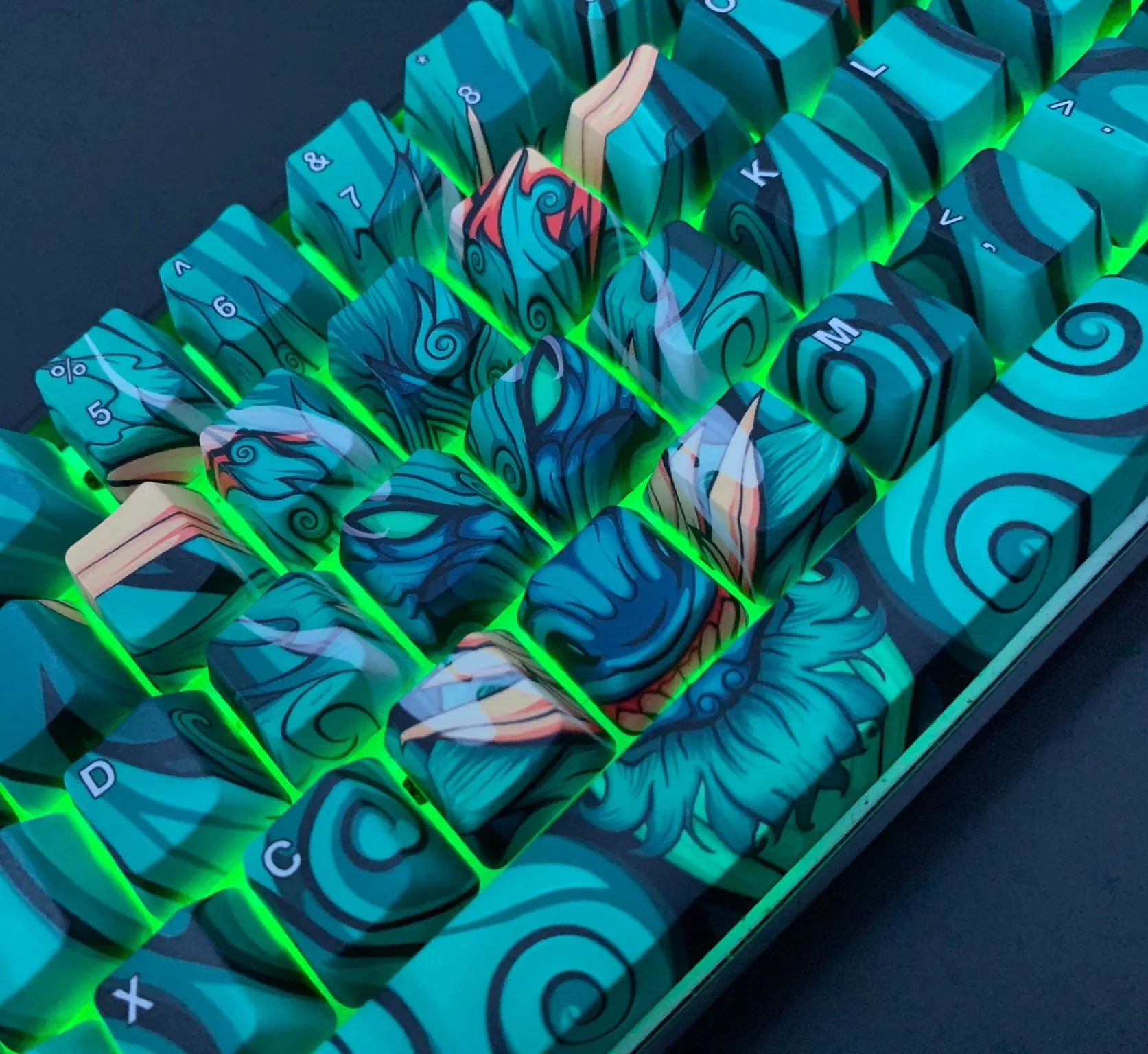 Green Oni Dragon Keycap Set - Alpherior Keys