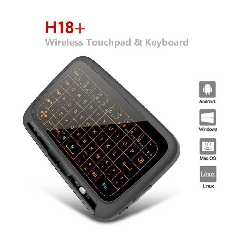 H18  Mini HTPC Keyboard: 2.4GHz Wireless Keypad Touchpad Adjustable Backlight USB For Windows Android Mac Linux