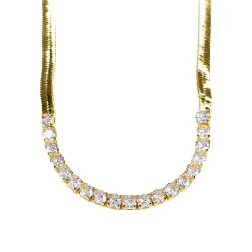 Herringbone CZ Clear Necklace