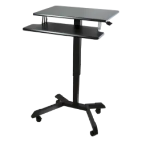 High Rise Mobile Adjustable Standing Desk with Keyboard Tray