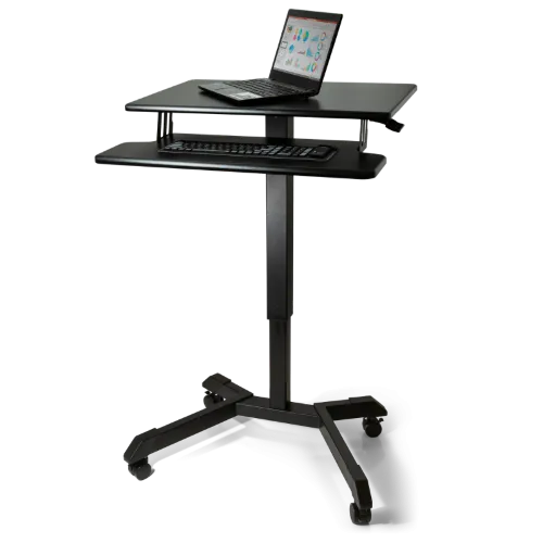 High Rise Mobile Adjustable Standing Desk with Keyboard Tray