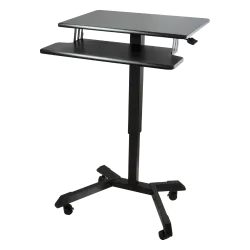 High Rise Mobile Adjustable Standing Desk with Keyboard Tray