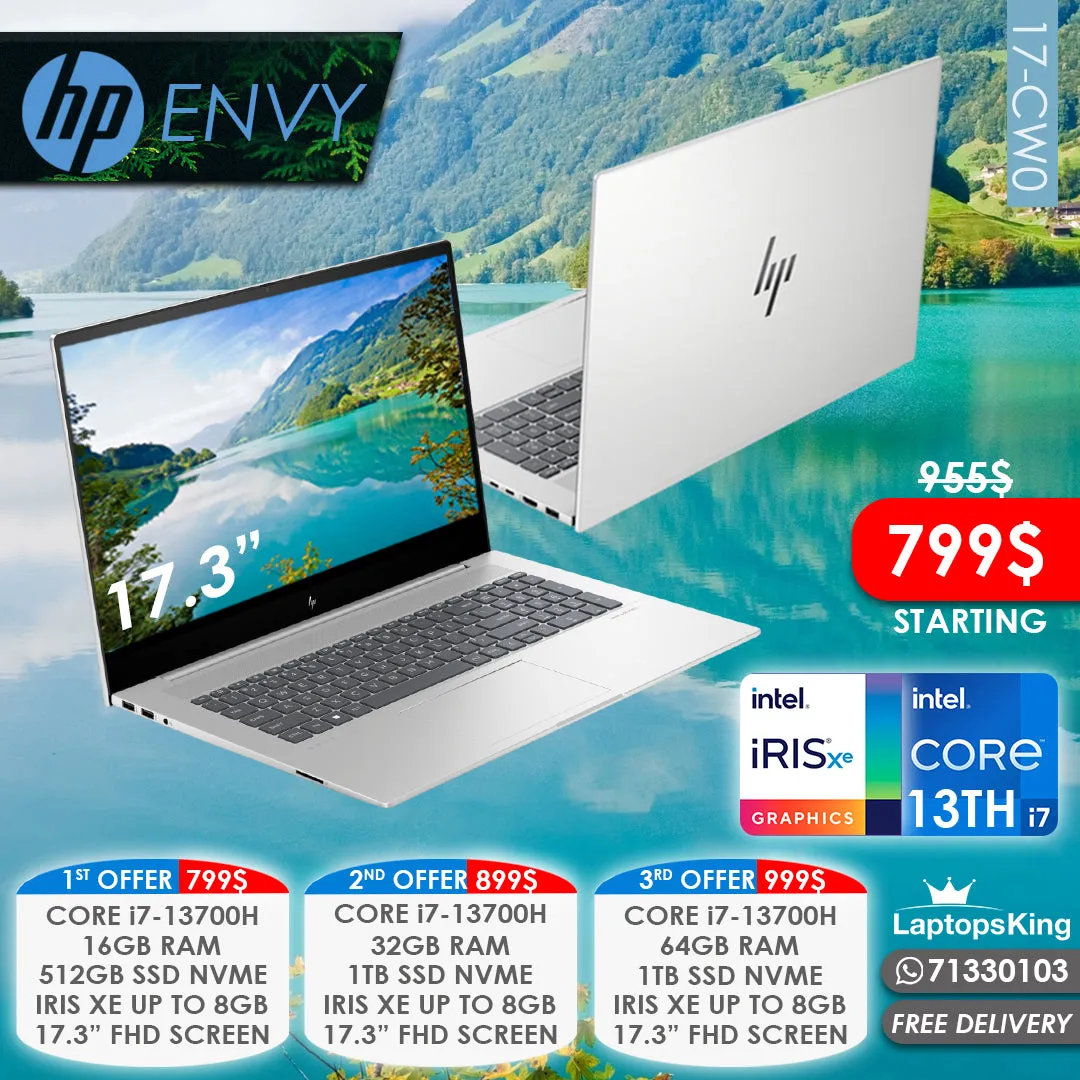 Hp Envy 17-CW0 Core i7-13700h Iris Xe 17.3" Laptop Offers (New OB)