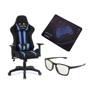 INTERCEPTOR Ergonomic Gaming Chair, Gaming Mat & Gaming GlassesCombo | Premium Fabric, Adjustable Neck & Lumbar Pillow, 3D Adjustable Armrests