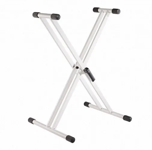 K&M 18993 Double Braced Folding X-Style Keyboard Stand (White)