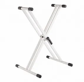 K&M 18993 Double Braced Folding X-Style Keyboard Stand (White)