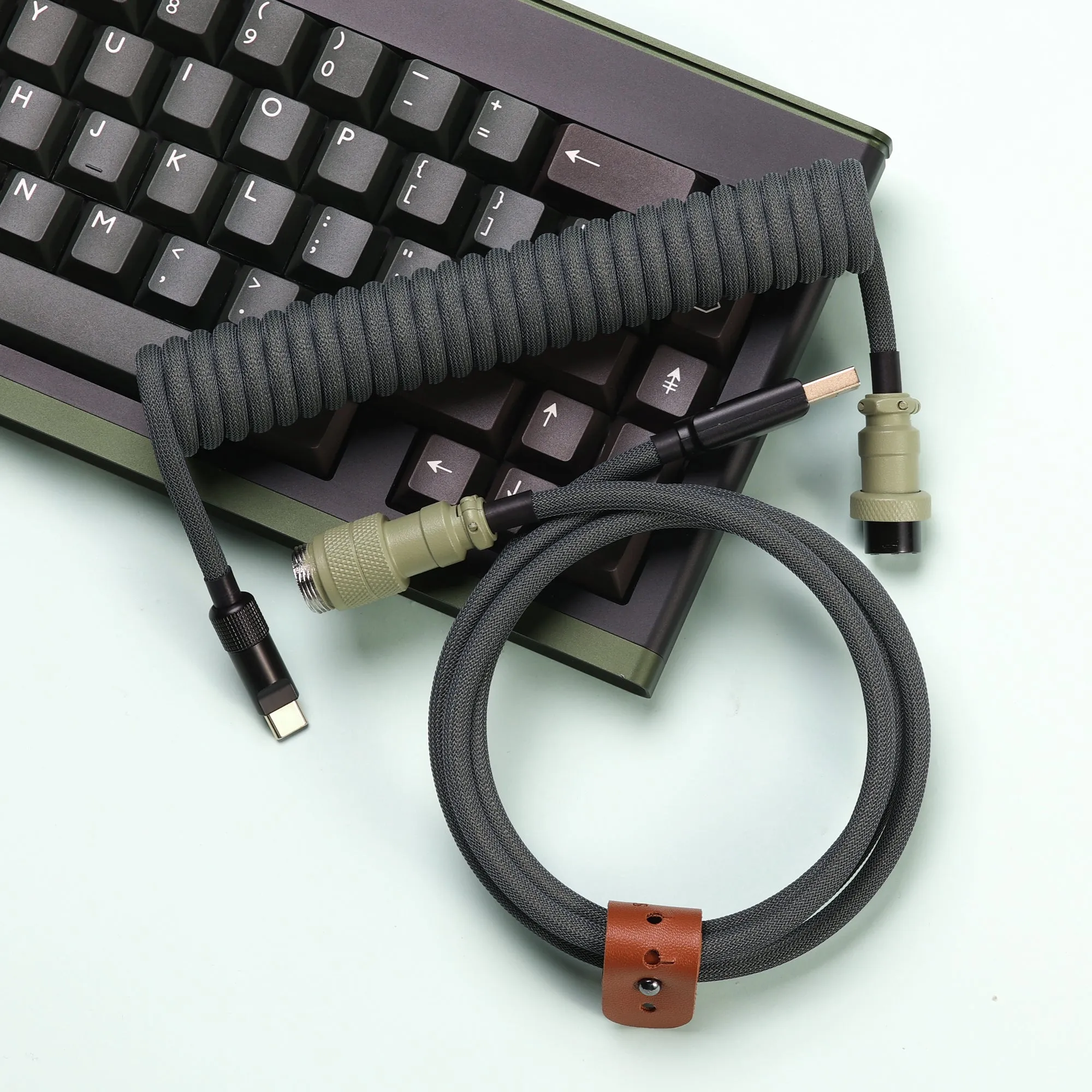 KBDfans Olive Green Handmade Custom Mechanical Keyboard USB-C Cable 2.0