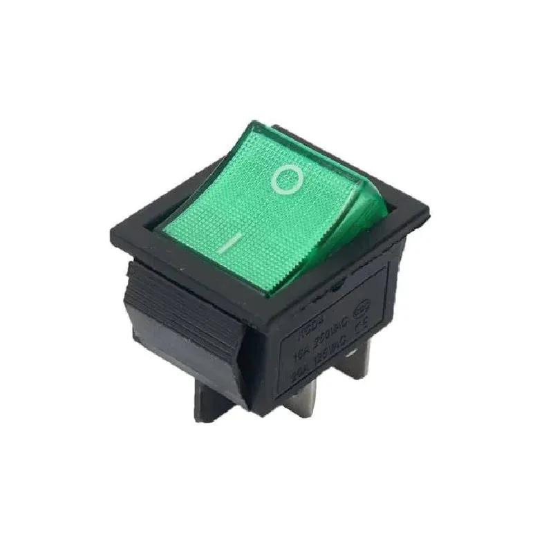 KCD4 Green 250V 16A DPST ON-OFF 4 Pin Rocker Switch