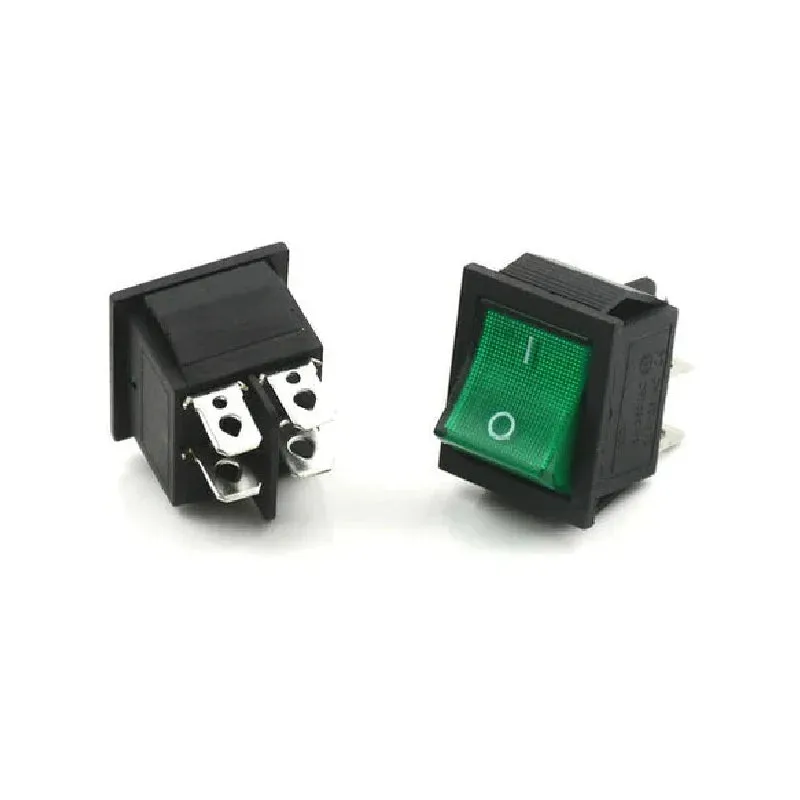 KCD4 Green 250V 16A DPST ON-OFF 4 Pin Rocker Switch