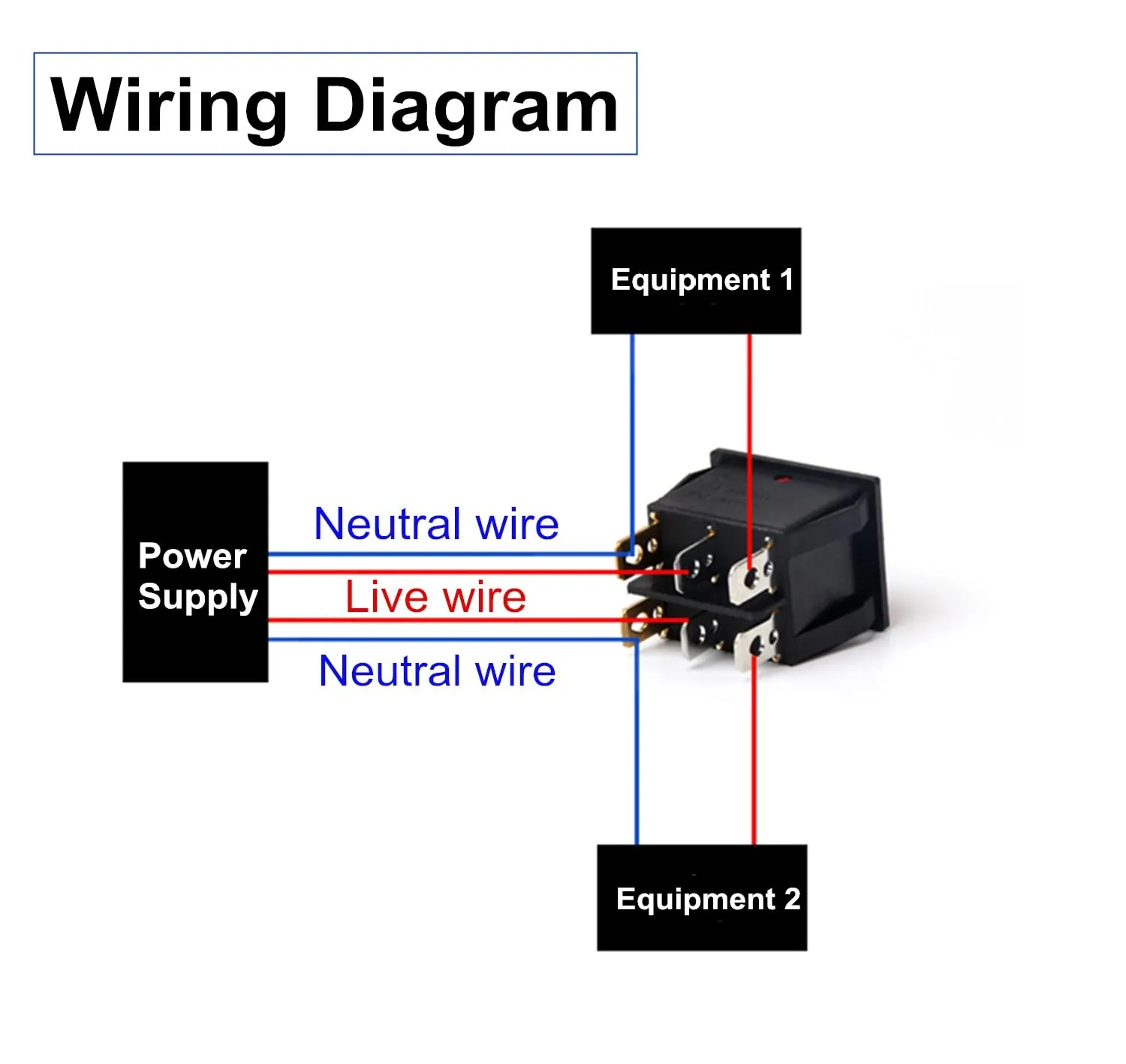 KCD8-212N 16A 250V – 6 Pin Double Rocker Power Switch – Red And Green