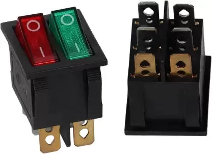 KCD8-212N 16A 250V – 6 Pin Double Rocker Power Switch – Red And Green