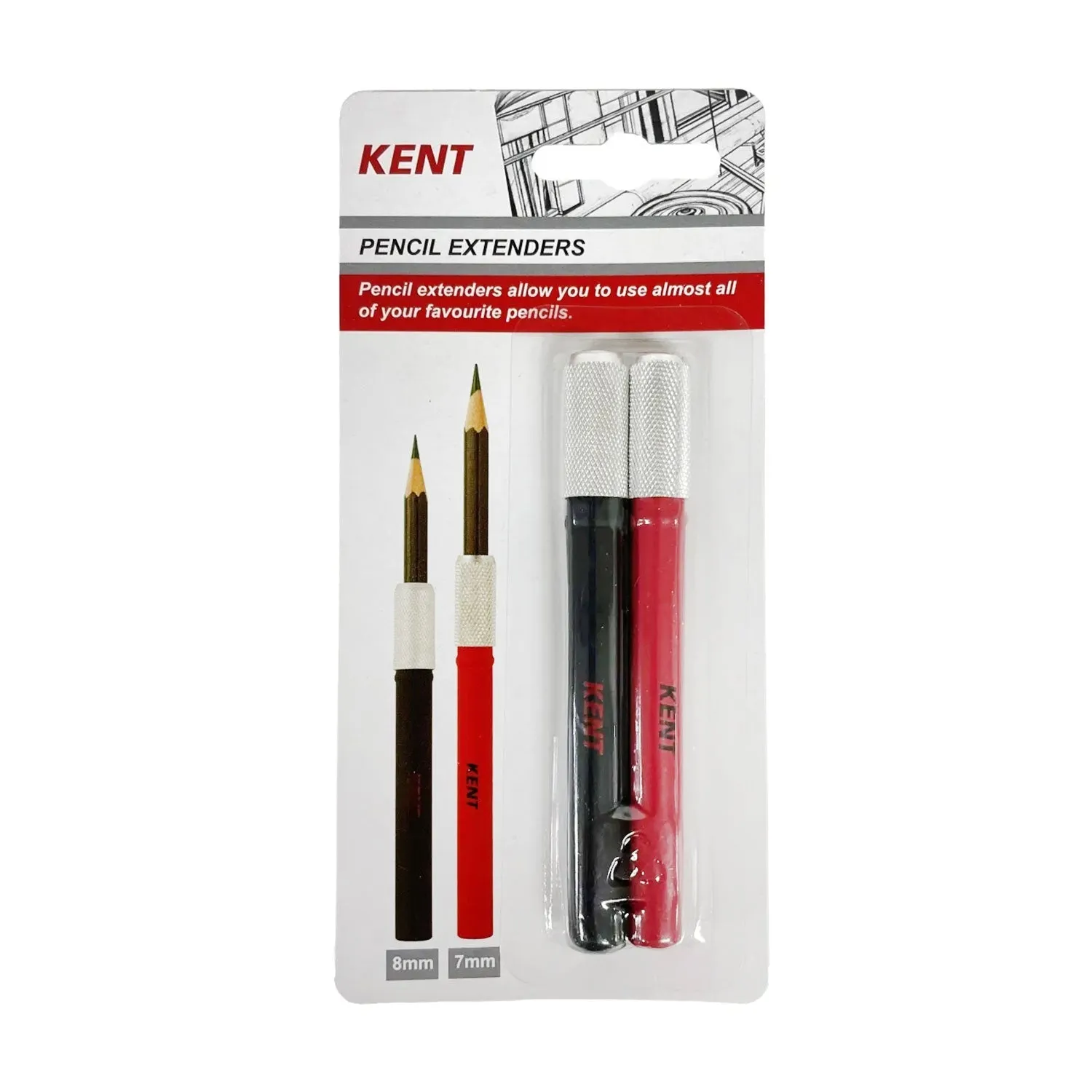 Kent Pencil Extenders Set - Black & Red