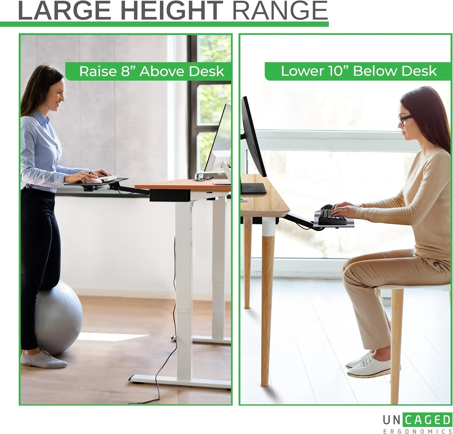 KEYBOARD TRAY KT2 641/ERGONOMICKT2 Ergonomic Under-Desk Adjustable Height & Angle Sit to Stand Up Keyboard Tray with negative tilt Best standing desk computer keyboard holder drawer