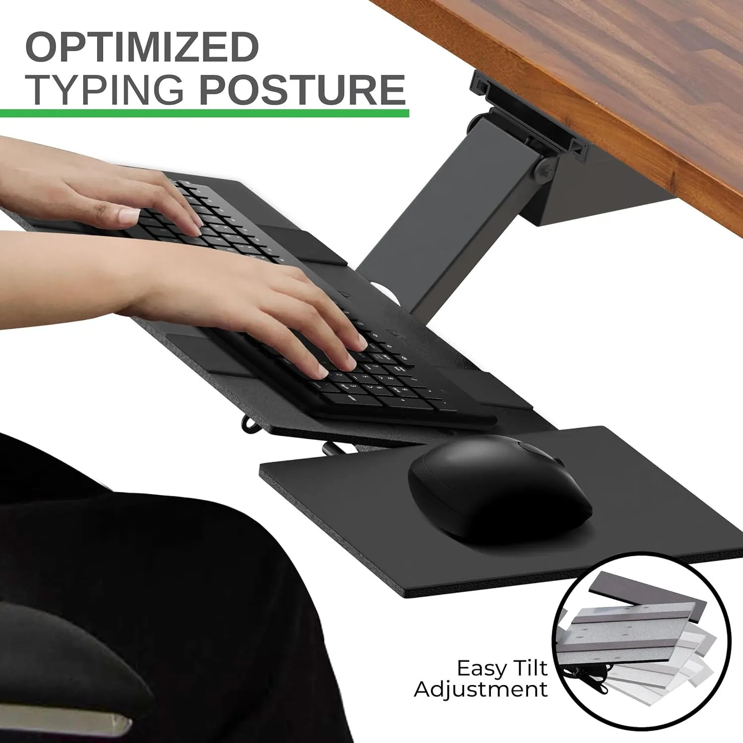 KEYBOARD TRAY KT2 641/ERGONOMICKT2 Ergonomic Under-Desk Adjustable Height & Angle Sit to Stand Up Keyboard Tray with negative tilt Best standing desk computer keyboard holder drawer