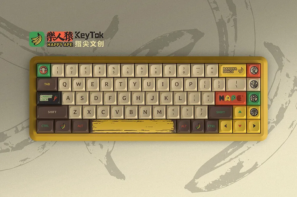 KeyTok KDA Profile Happy Ape Dye Sub Keycap Set thick PBT for keyboard 87 tkl 104 ansi xd64 bm60 xd68 CSTC75 BM87 BM65