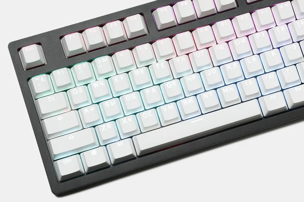 LOOP RUSSIAN & KOREAN ROOT LETTER legends PBT DOUBLESHOT KEYSET OEM profile black and white