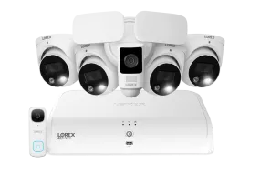 Lorex Fusion 4K  16 Channel (8 Wired   8 Fusion Wi-Fi) 2TB NVR System with Four H13 Wired 4K IP Dome Cameras, One 2K Wired Doorbell, and One 2K Floodlight