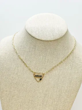 'Mama' Heart Lock Chainlink Necklace