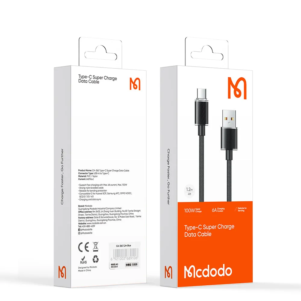 Mcdodo CA-365 | USB to Type-C Mobile Cable | Fast Charge 100W PD