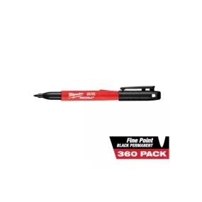 Milwaukee 48-22-3100B Black Fine Point Jobsite Permanent Markers (360-Pack)