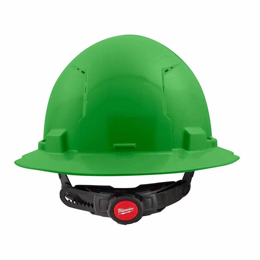 Milwaukee 48-73-1227 Green Full Brim Vented Hard Hat with 6PT Ratcheting Suspension – Type 1 Class C