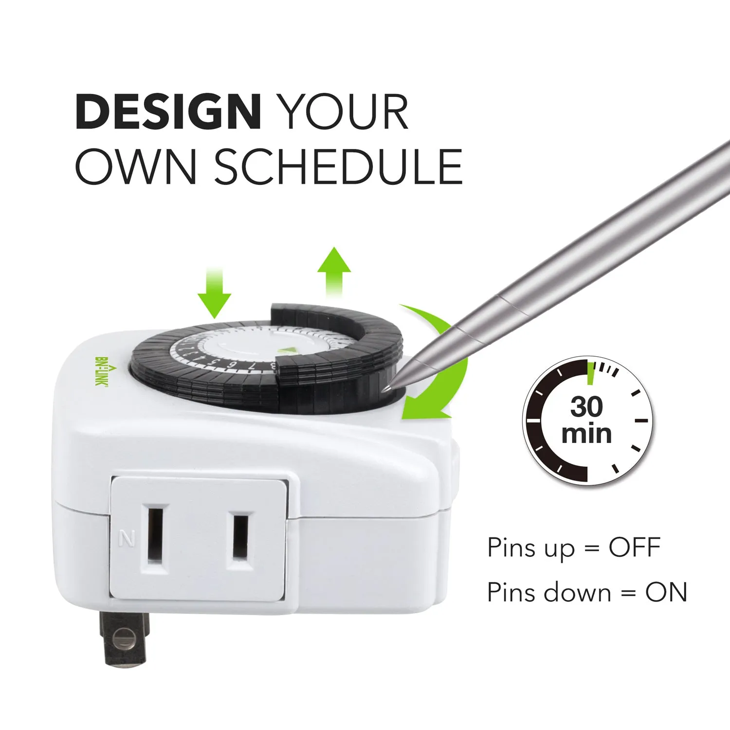 Mini Indoor 24-Hour Mechanical Outlet Timer BN-LINK