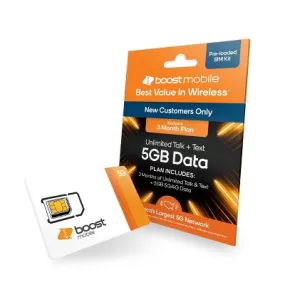 Open Box - Boost Mobile Preloaded SIM Card (5GB) Data 3 Month