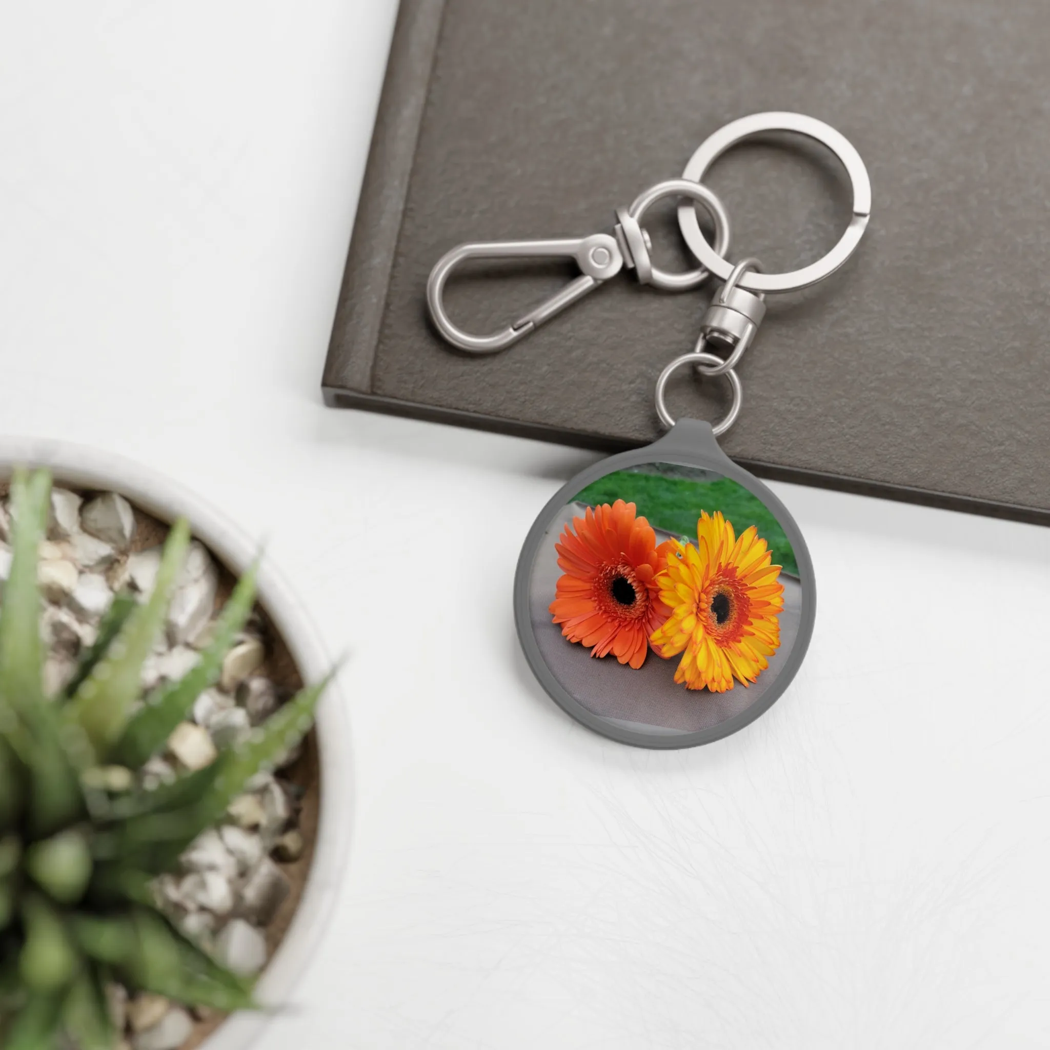 Orange and Yellow Flowers Keyring Tag