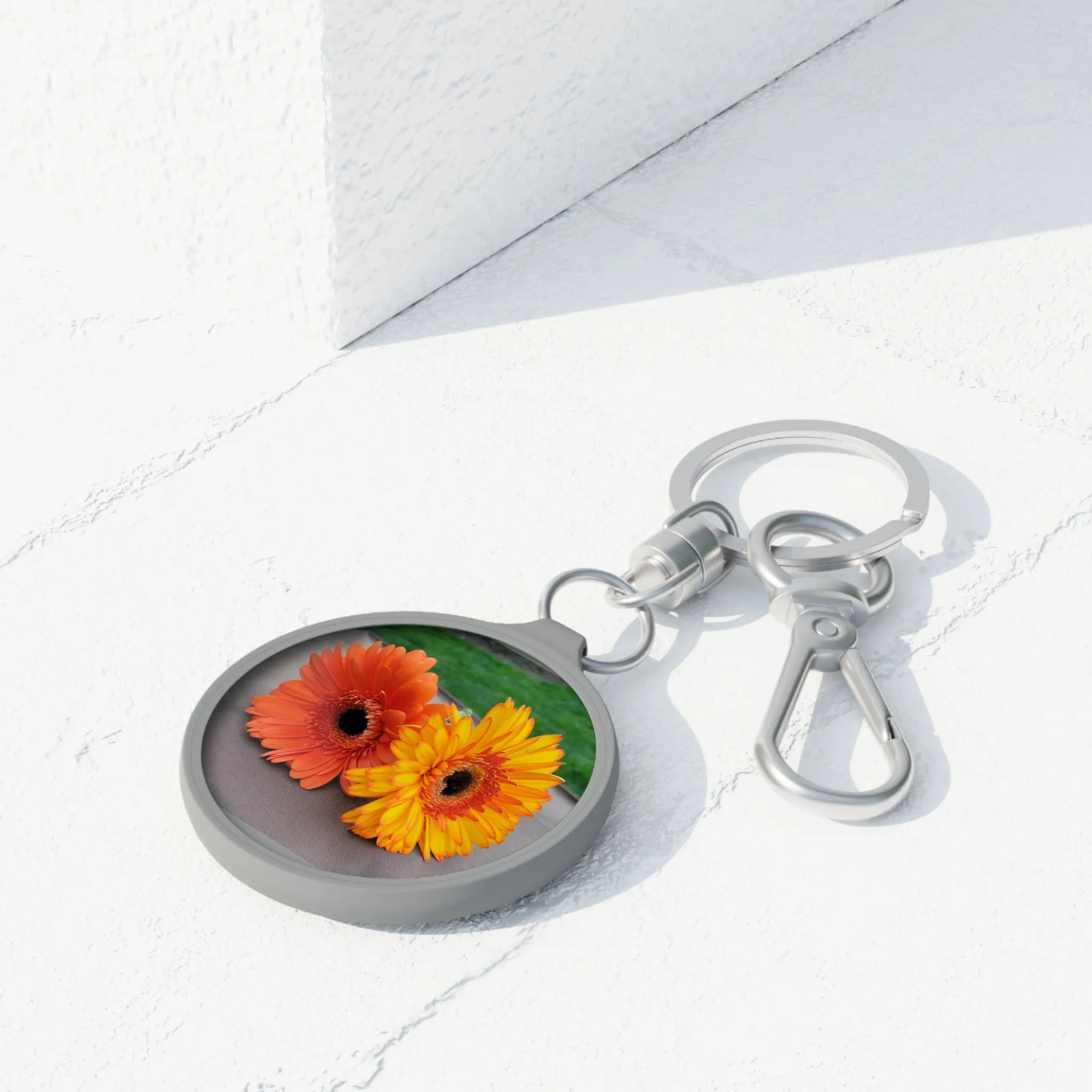 Orange and Yellow Flowers Keyring Tag