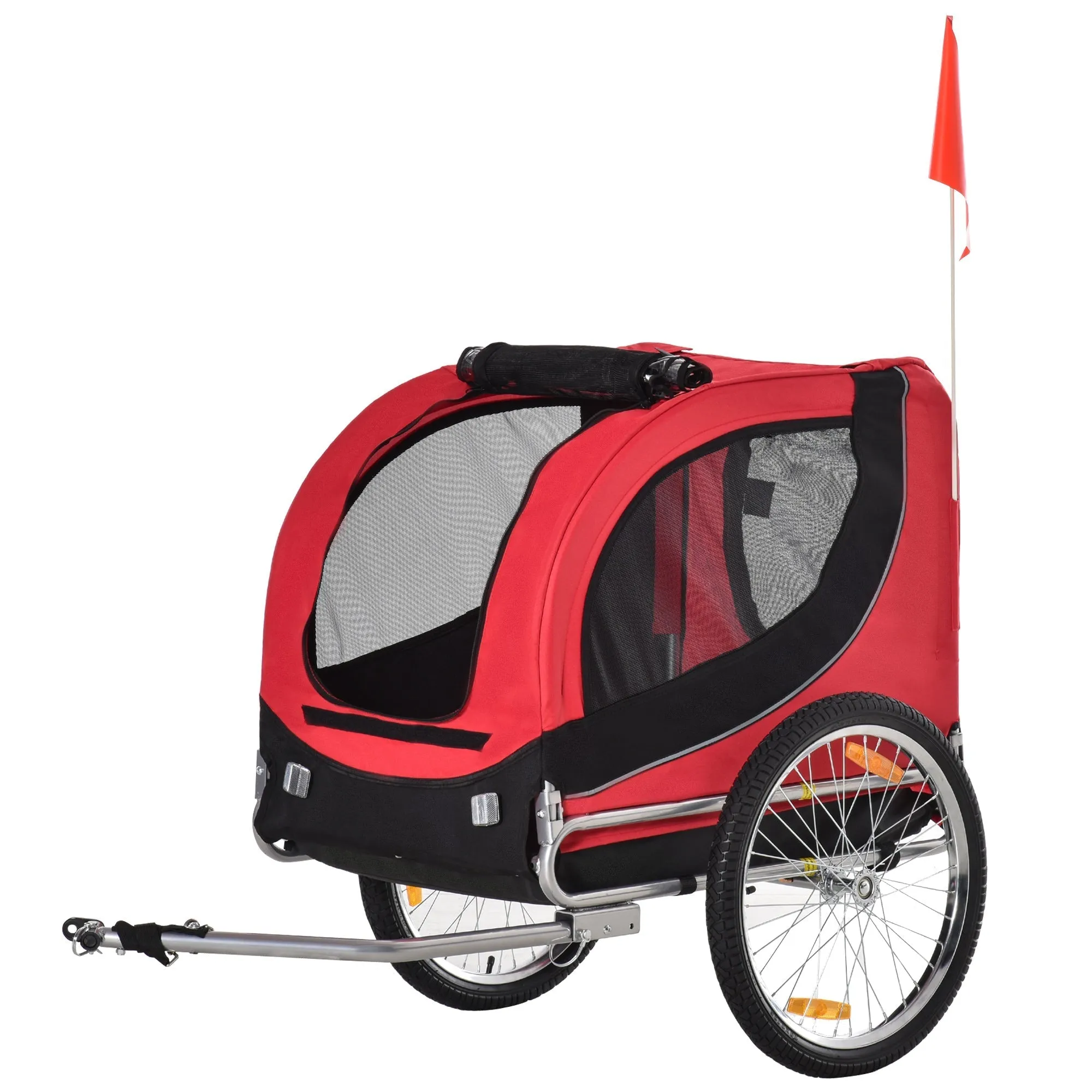 PawHut Folding Bicycle Pet Trailer W/Removable Cover-Red