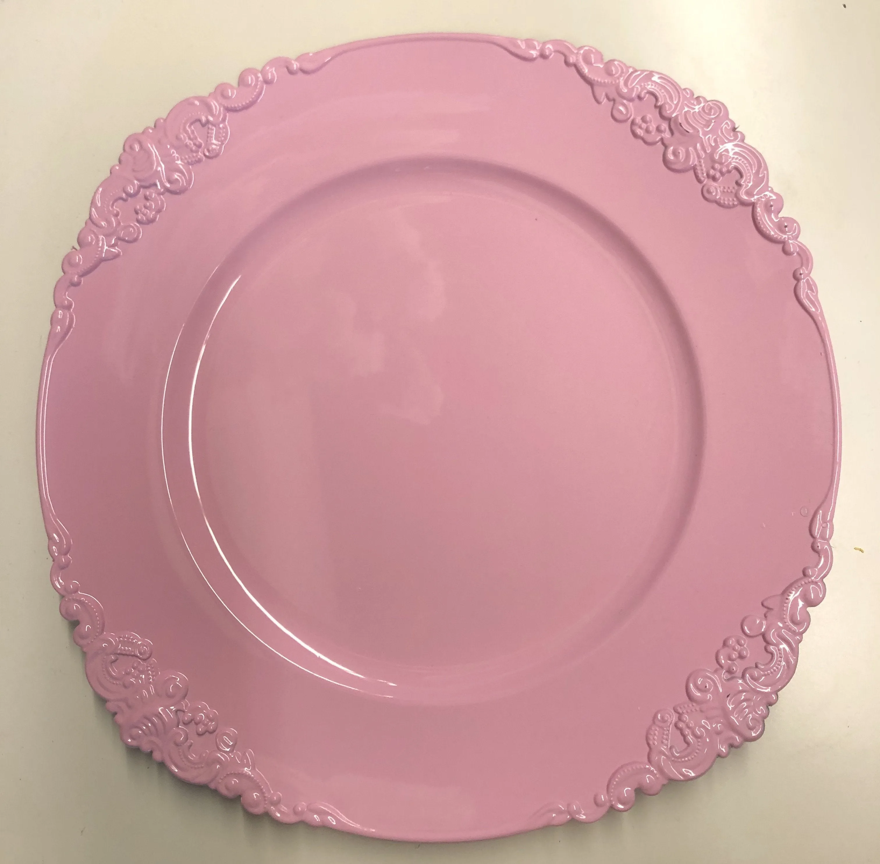 Pink Charger Plate Acrylic Classic Flower pattern