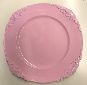 Pink Charger Plate Acrylic Classic Flower pattern