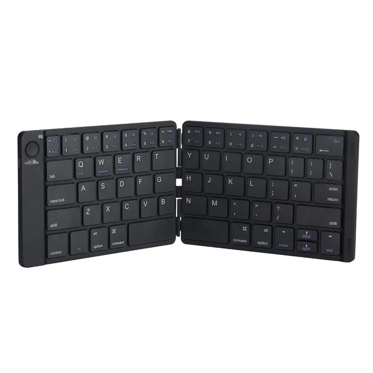 Portable 64-Key Foldable Bluetooth Keyboard with Leather Case for Mobile Devices and Laptops