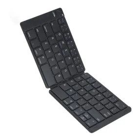 Portable 64-Key Foldable Bluetooth Keyboard with Leather Case for Mobile Devices and Laptops