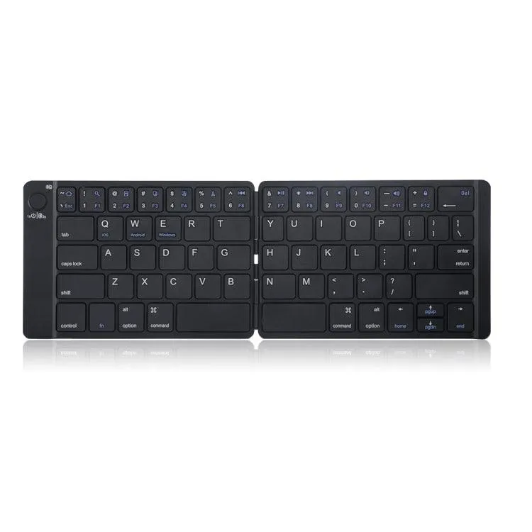 Portable 64-Key Foldable Bluetooth Keyboard with Leather Case for Mobile Devices and Laptops