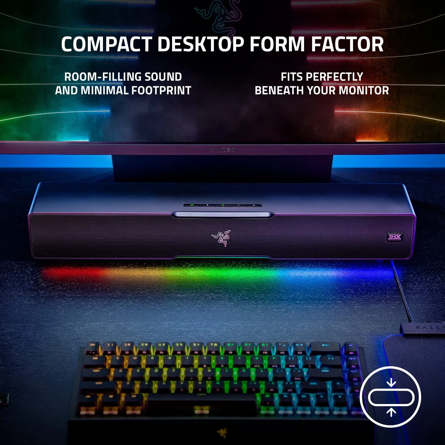 Razer Speaker Leviathan V2: Multi-Driver PC Gaming Soundbar with Subwoofer - THX Spatial Audio - Compact Design - Chroma RGB - Bluetooth 5.2