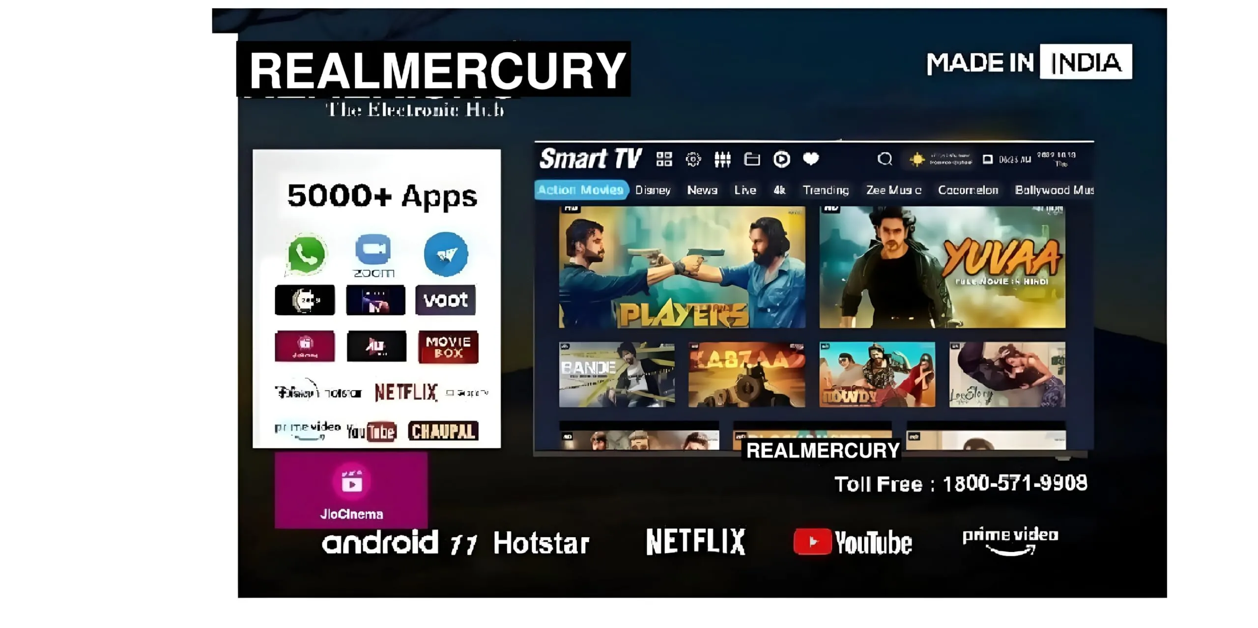 REALMERCURY 32 inch Smart tv 4k btvkser