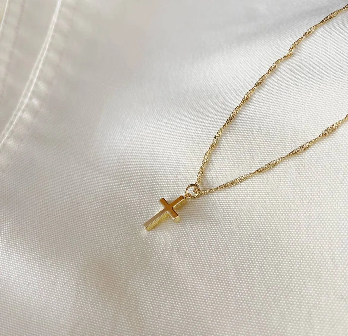 Religious Minimalist Gold Filled Cross Necklace