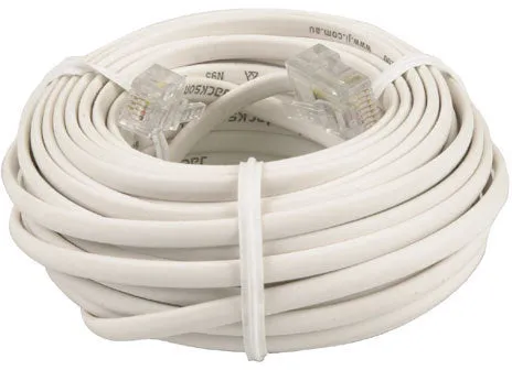 RJ12 White Telephone Lead- 10m