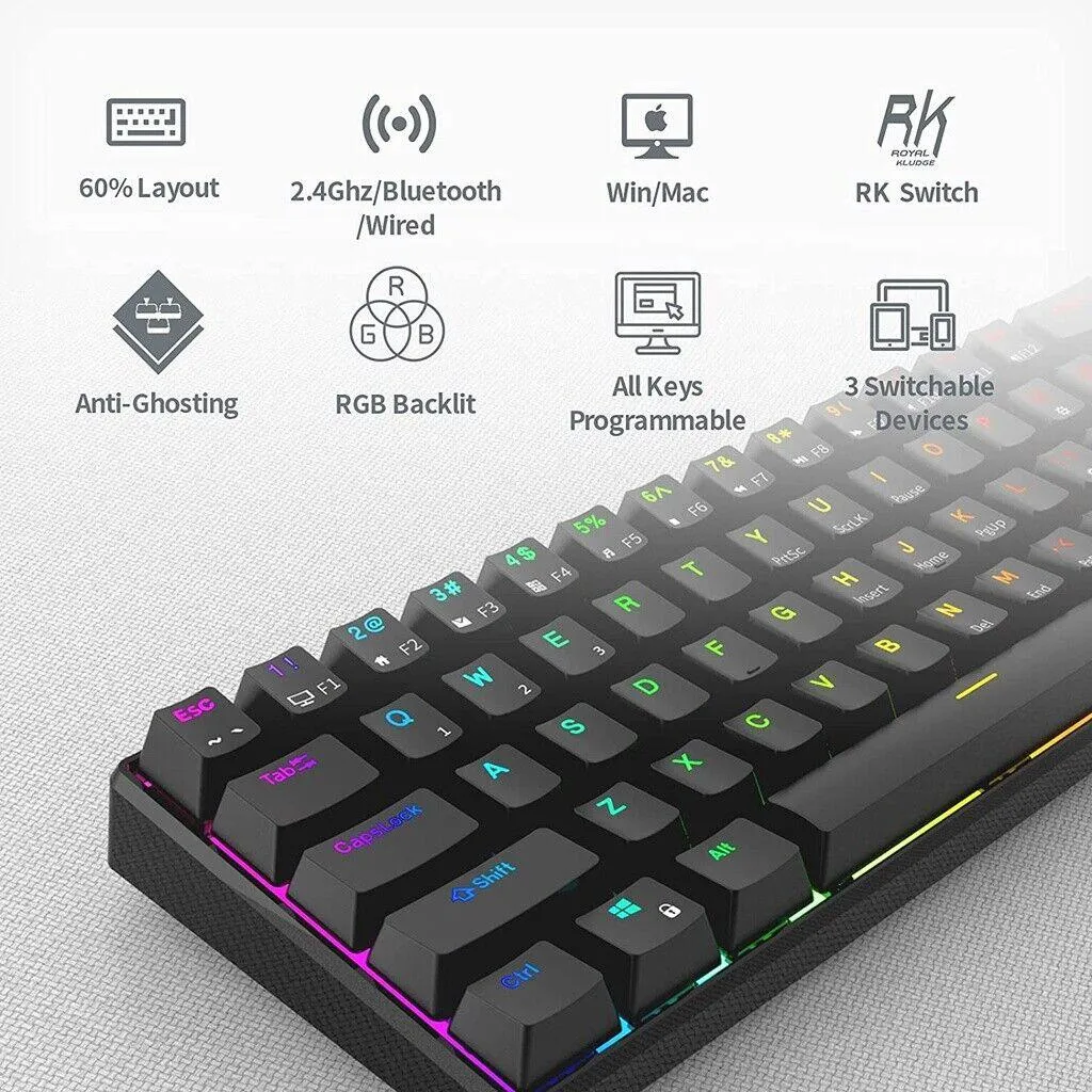 RK Royal Kludge RK61 60% Mechanical Keyboard