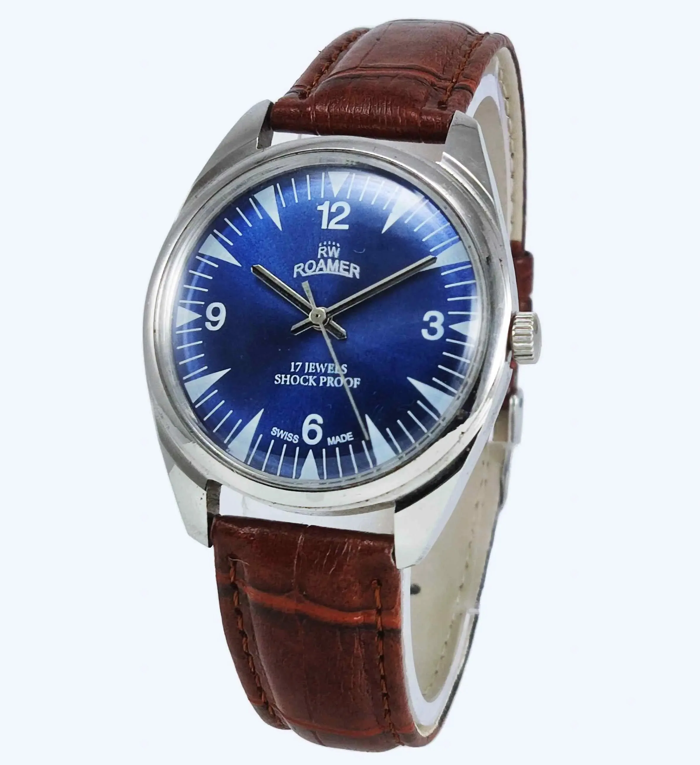 Roamer 17 Jewels Shock Proof Mechanical Handwinding Blue Dial Men's Watch