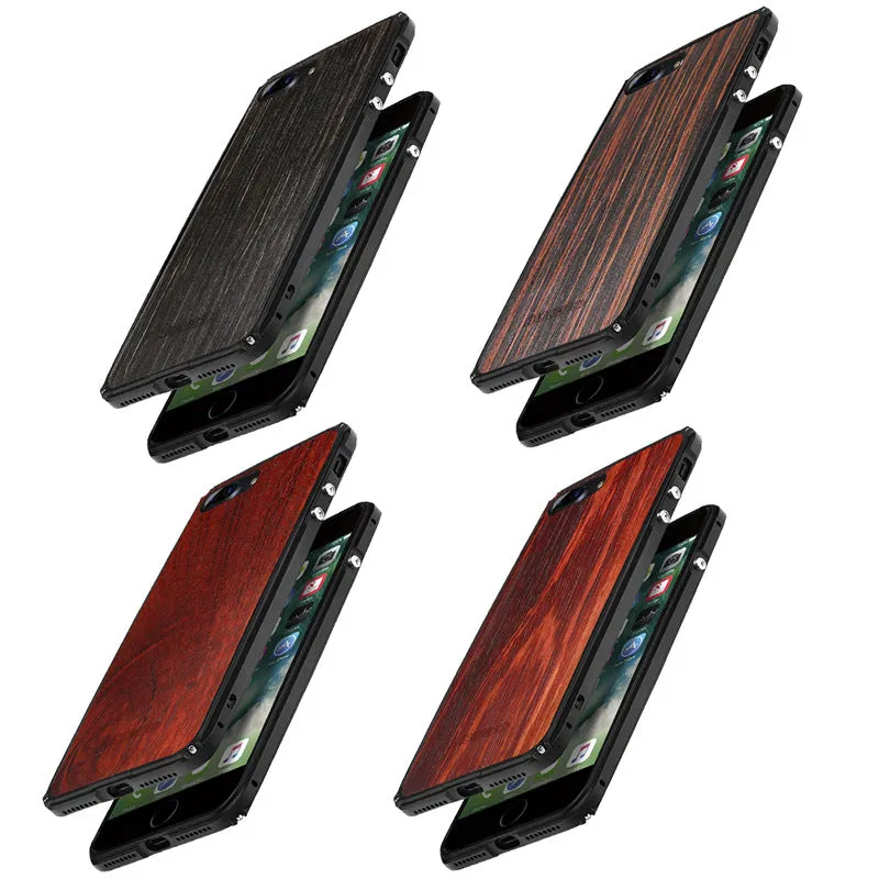 SHOWKOO Legend Mechanical Aluminum Metal Bumper Aramid Wood Back Case Cover for Apple iPhone XS/X